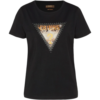 Vêtements Femme T-shirts & Polos Guess Ss Cn Animal Triangle Tee Noir