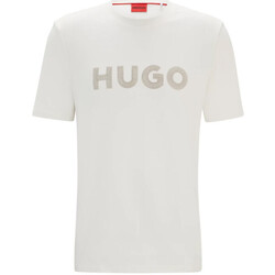 Vêtements Homme T-shirts ecru & Polos BOSS T-SHIRT  BLANC REGULAR FIT EN JERSEY DE COTON AVEC LOGO Blanc