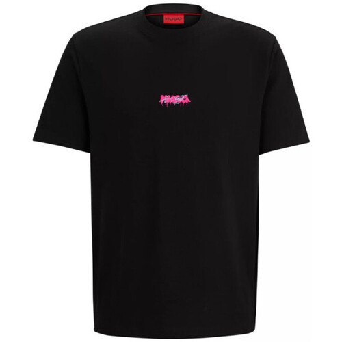 Vêtements Homme T-shirts & Polos BOSS T-SHIRT NOIR  RELAXED FIT EN JERSEY DE COTON À DOUBLE LO Noir