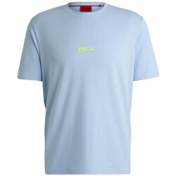 Vêtements Homme T-shirts ecru & Polos BOSS T-SHIRT BLEU CIEL  RELAXED FIT EN JERSEY DE COTON À DOUB Bleu