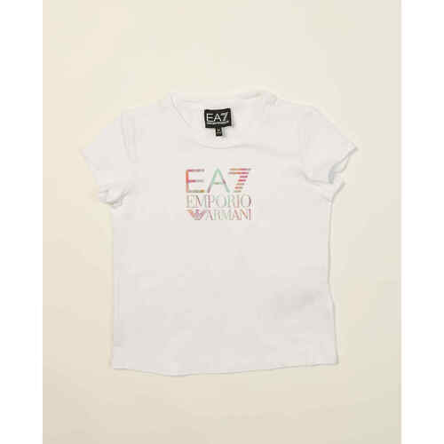 Vêtements Fille T-shirts & Polos Emporio Armani EA7 T-shirt fille  Graphic Series en coton biologique Blanc
