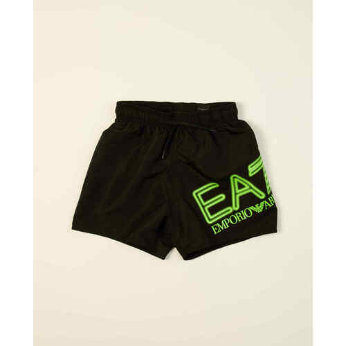 Vêtements Garçon Maillots / Shorts de bain Emporio Armani EA7 Logo Series Maillot de bain boxer garçon avec maxi logo Noir