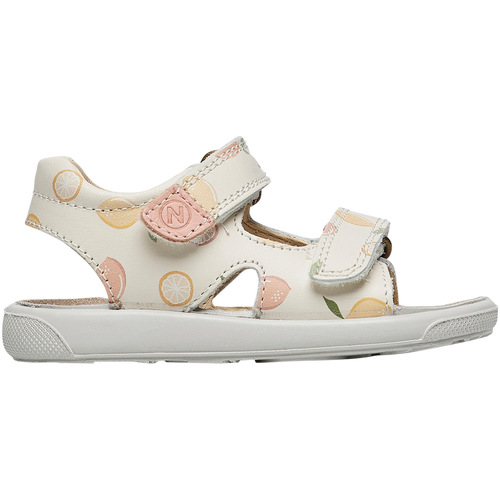 Chaussures Fille Bougeoirs / photophores Naturino Sandales en cuir avec citrons JULY Blanc