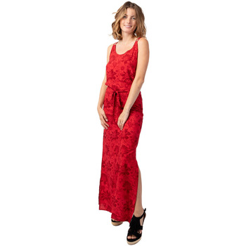 Vêtements Femme Robes Pantoufles / Chaussons longue fendue LAETITIA imprimé fleuri lumineux Rouge