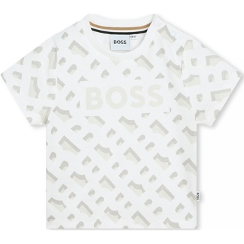 Vêtements Garçon distressed logo-print cotton T-shirt BOSS T-Shirt Bébé manches courtes Blanc