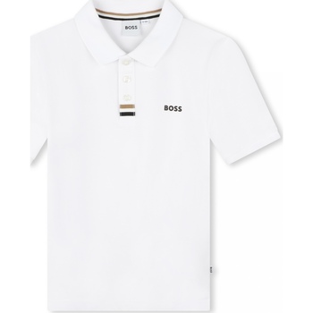 Vêtements Garçon men polo-shirts Kids wallets robes Trunks BOSS Polo garçon manches courtes Blanc