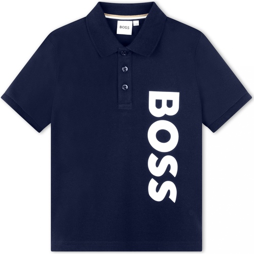 Vêtements Garçon T-shirt Noir Manches Courtes BOSS Polo garçon manches courtes Bleu