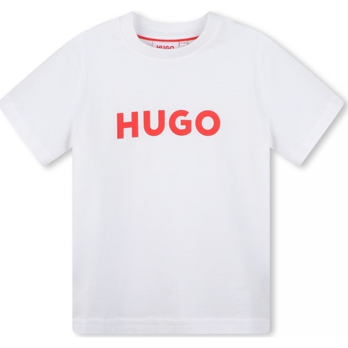 Vêtements Garçon button-front long-sleeved polo shirt Nude HUGO Tee Shirt Garçon manches courtes Blanc