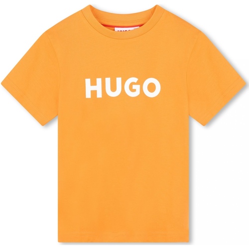Vêtements Garçon Colliers / Sautoirs HUGO Tee Shirt Garçon manches courtes Orange