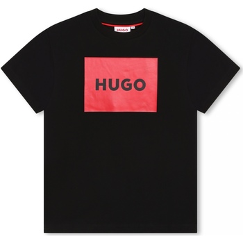 Vêtements Garçon T-shirts manches courtes HUGO Tee Shirt Garçon manches courtes Noir