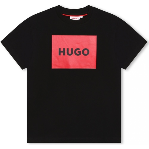 Vêtements Garçon T-shirts emporio manches courtes HUGO Tee Shirt Garçon manches courtes Noir