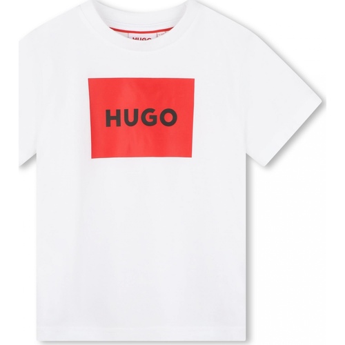 Vêtements Garçon T-shirts emporio manches courtes HUGO Tee Shirt Garçon manches courtes Blanc