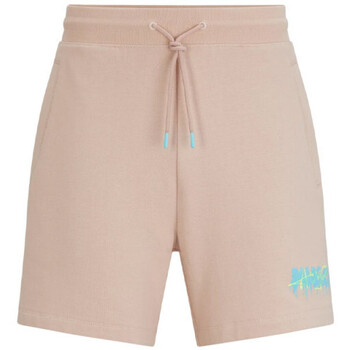 Vêtements Homme Shorts / Bermudas BOSS SHORT EN MOLLETON DE COTON ROSE CLAIR AVEC LOGO DE LA NOUVEL Rose
