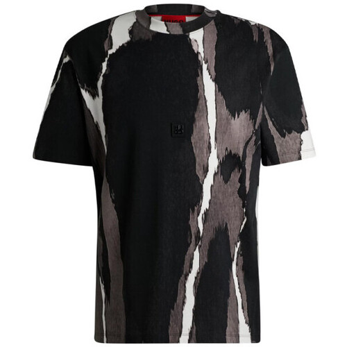 Vêtements Homme T-shirts & Polos BOSS T-SHIRT  NOIR EN JERSEY DE COTON À IMPRIMÉ SAISONNIER ET Noir
