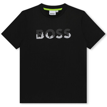 Vêtements Enfant T-shirts manches courtes BOSS T-SHIRT NOIR MANCHES COURTES  ENFANT AVEC LOGO IMPRIMÉ Noir