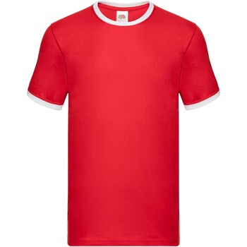 Vêtements Homme T-shirts manches longues Fruit Of The Loom Ringer Rouge