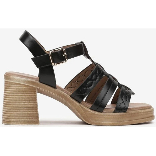 Chaussures Femme Sandales et Nu-pieds Vera Collection Sandale spartiate plateforme à talon bloc, Noir Noir