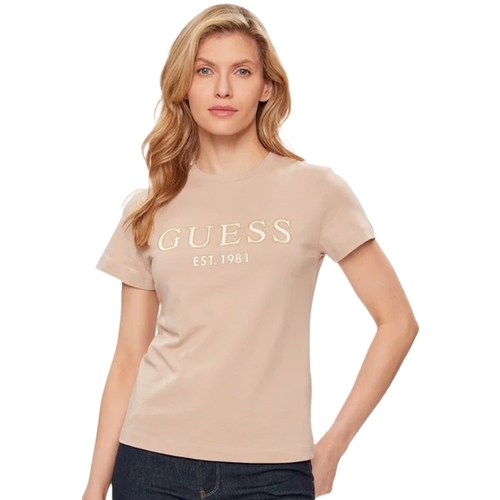 Vêtements Femme T-shirts manches courtes Guess G gold Beige