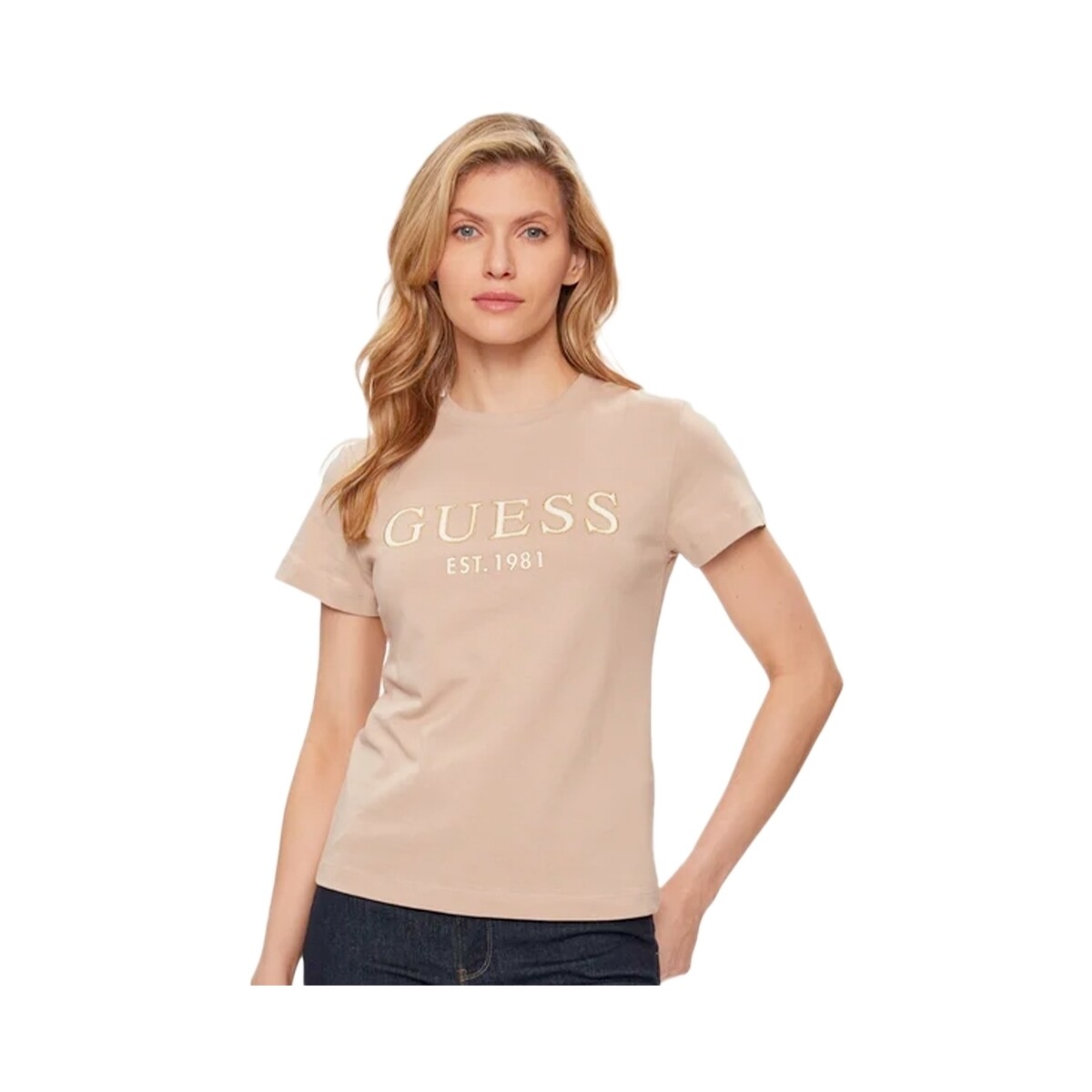 Vêtements Femme T-shirts manches courtes Guess G gold Beige