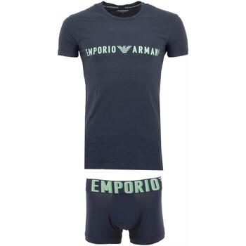 Vêtements Homme Pyjamas / Chemises de nuit Ea7 Emporio Sneakers Armani Kids logo-plaque derby shoes Schwarznsemble Tee Shirt et Boxer Bleu