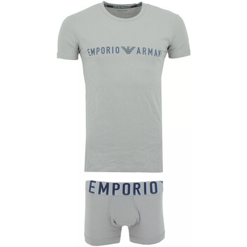 Sous-vêtements Homme Boxers Emporio Armani Kids logo-print touch-strap sneakers Blauni Ensemble Tee Shirt et Boxer Gris