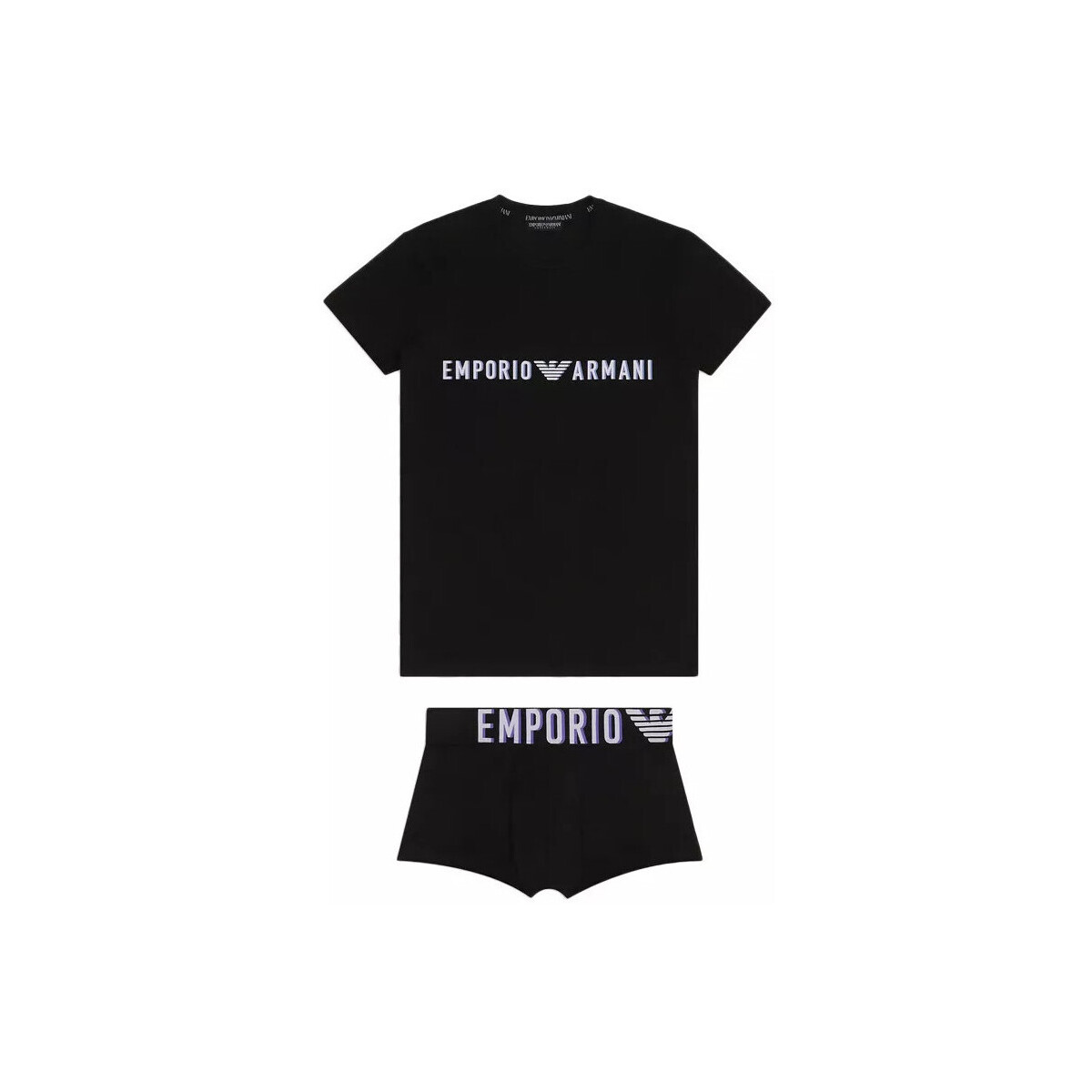 Sous-vêtements Homme Boxers Ea7 Emporio Armani Ensemble Tee Shirt et Boxer Noir