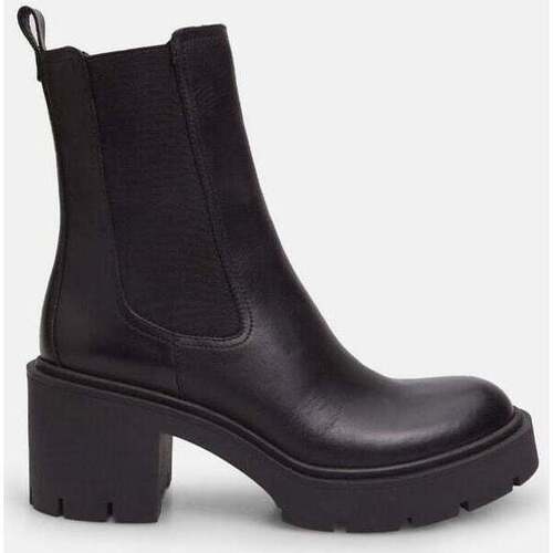 Chaussures Femme Boots Bata Bottines pour femme en cuir avec talon Noir