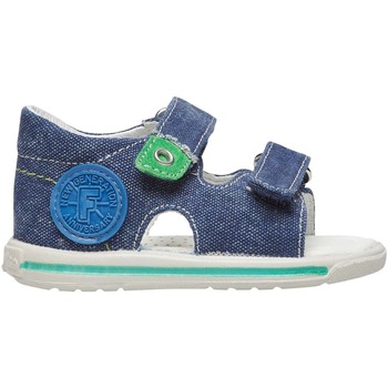 Chaussures Garçon Sandales En Cuir Et Tissue Falcotto Sandales ouvertes à scratch NEMO Bleu