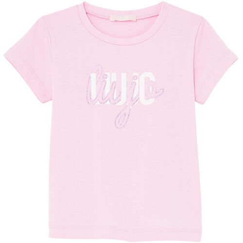 Vêtements Fille Oreillers / Traversins Liu Jo T-shirt avec logo et strass Rose