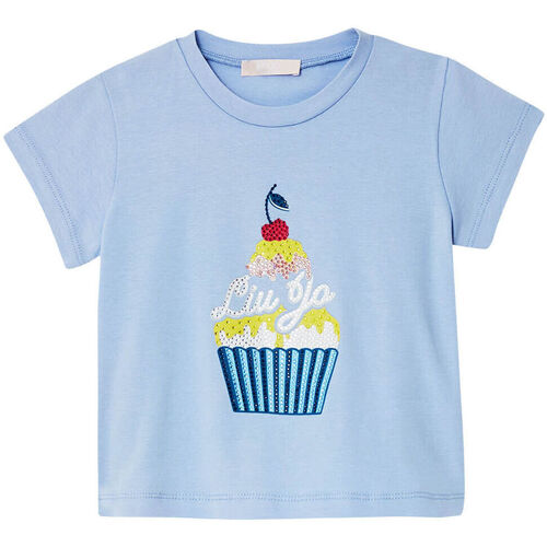 Vêtements Fille Franges / Pompons Liu Jo T-shirt avec imprimé Cupcake Bleu
