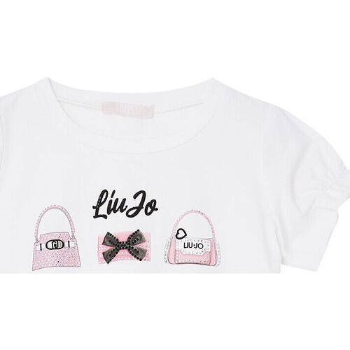 Vêtements Fille Oreillers / Traversins Liu Jo T-shirt avec imprimé Bag et strass Blanc