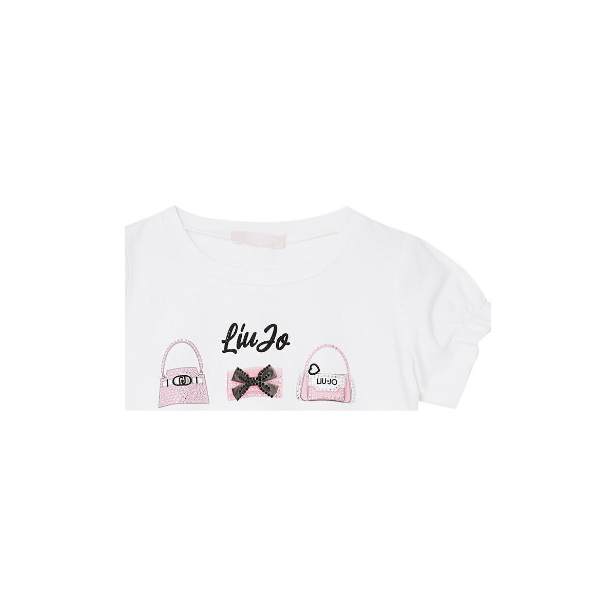 Vêtements Fille T-shirts & Polos Liu Jo T-shirt avec imprimé Bag et strass Blanc