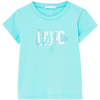 Vêtements Fille embroidered-logo crewneck T-shirt Liu Jo T-shirt avec logo et strass Bleu