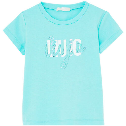 Vêtements Fille Olivia Rubin colour-block leopard-jacquard wrap dress Liu Jo T-shirt avec logo et strass Bleu