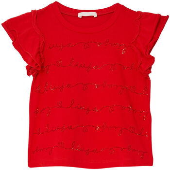 Vêtements Fille Débardeurs / T-shirts sans manche Liu Jo T-shirt avec logo et strass Rouge