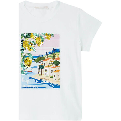 Vêtements Fille Balconette Bra Dress Liu Jo T-shirt avec imprimé et paillettes Blanc