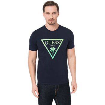 Vêtements Homme T-shirts manches courtes Guess Palmas triangle Bleu
