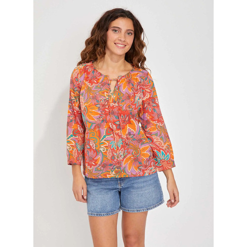 Vêtements Femme Tops / Blouses Top 5 des venteskong Blouse voile de coton bio ample MEHAN Orange