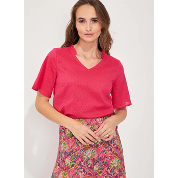 Vêtements Femme T-shirts manches courtes Calvin Klein Jeakong Top col volanté coton bio MANJU Rose