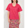 Vêtements Femme T-shirts manches courtes La Fiancee Du Mekong Top col volanté coton bio MANJU Rose