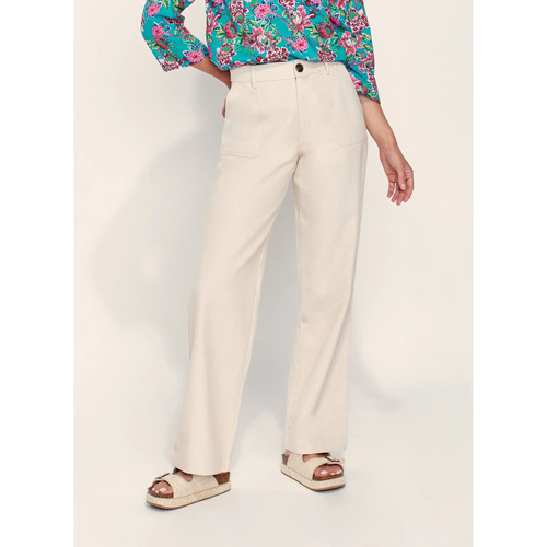 Vêtements Femme Pantalons Gilets / Cardiganskong Pantalon droit coton épais LINE Beige