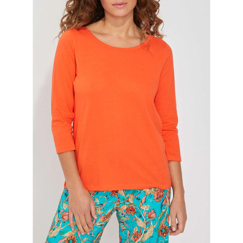 Vêtements Femme Taies doreillers / traversins Tapis de bainkong T-shirt col bateau coton bio BRUNEI Orange