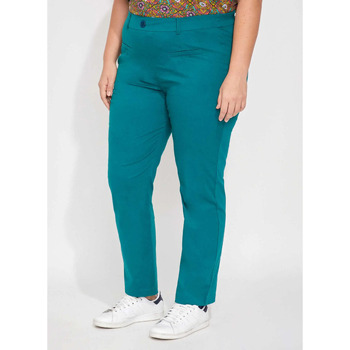 Vêtements Femme Pantalons Gilets / Cardiganskong Pantalon cigarette taille elastiquée coton NIMANE Bleu