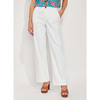 Vêtements Femme Pantalons Livraison gratuite* et Retour offertkong Pantalon droit coton épais LINE Blanc