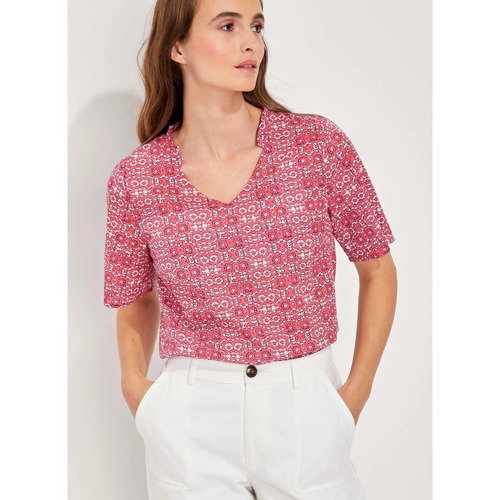 Vêtements Femme T-shirts manches courtes Top 5 des venteskong Top col volanté coton bio MANJU Rose