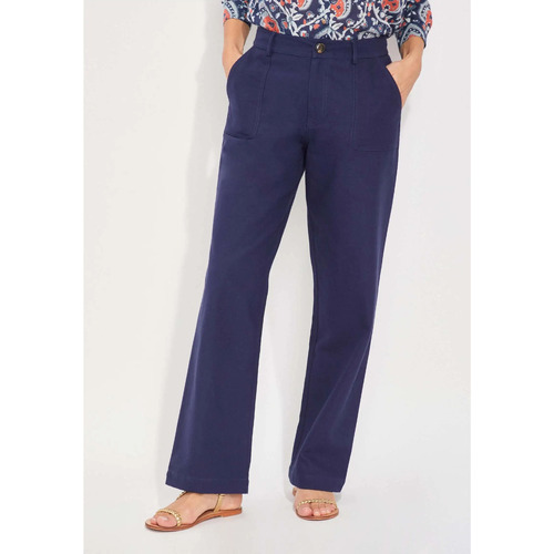 Vêtements Femme Pantalons Malles / coffres de rangements Pantalon droit coton épais LINE Bleu