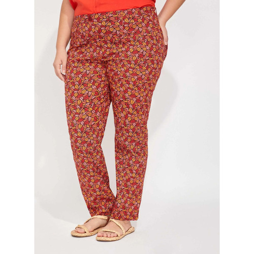 Vêtements Femme Pantalons Top 5 des venteskong Pantalon cigarette taille elastiquée coton NIMANE Orange