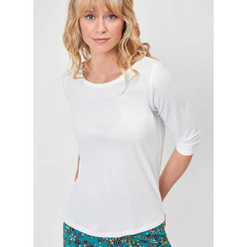 Vêtements Femme T-shirts manches longues Sweatshirt com capuz Pro azul marinho T-shirt col bateau coton bio BRUNEI Blanc