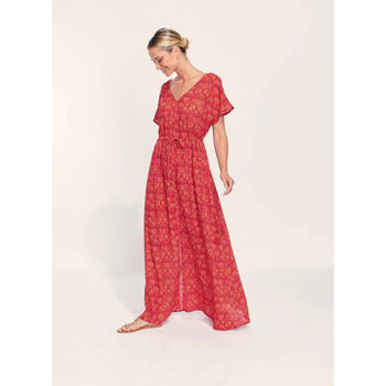 Vêtements Femme Robes courtes Gilets / Cardiganskong Robe manches papillon coton bio AMAYA Rouge