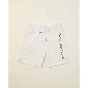 Vêtements Garçon Shorts / Bermudas Calvin Klein Herringbone JEANS Short en éponge  pour enfant Blanc